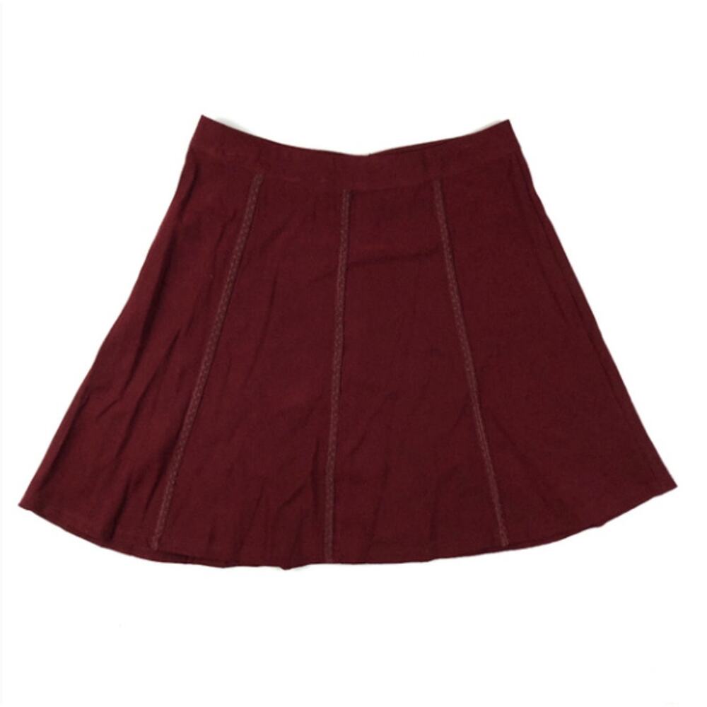 Stitch Fix mo:vint Red Brooke Swing Skirt Lace Ribbon Trim Cranberry Red Small